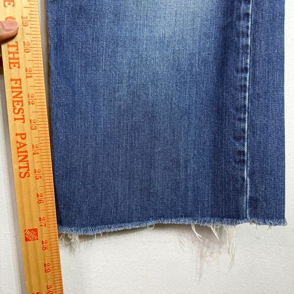 Lucky Brand Dungarees Loose Fit Short Length Jeans Mens 34x27 Blue Raw Hem Baggy - Picture 10 of 13